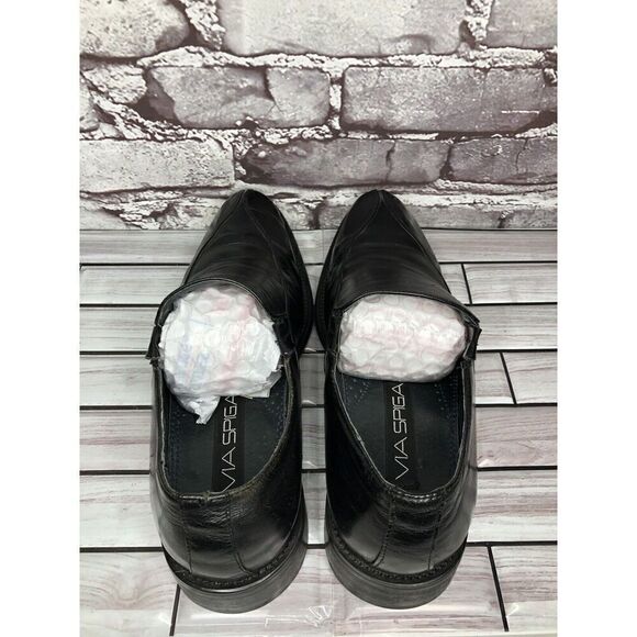 Via Spiga Delano Black Leather Pointed Loafers Dress Shoes Men’s sz 7M US/41.5EU main image 5